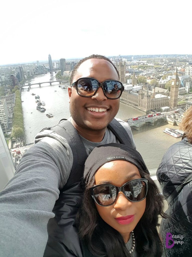 Black couple travel photo. Vacation to break from fertility treatments