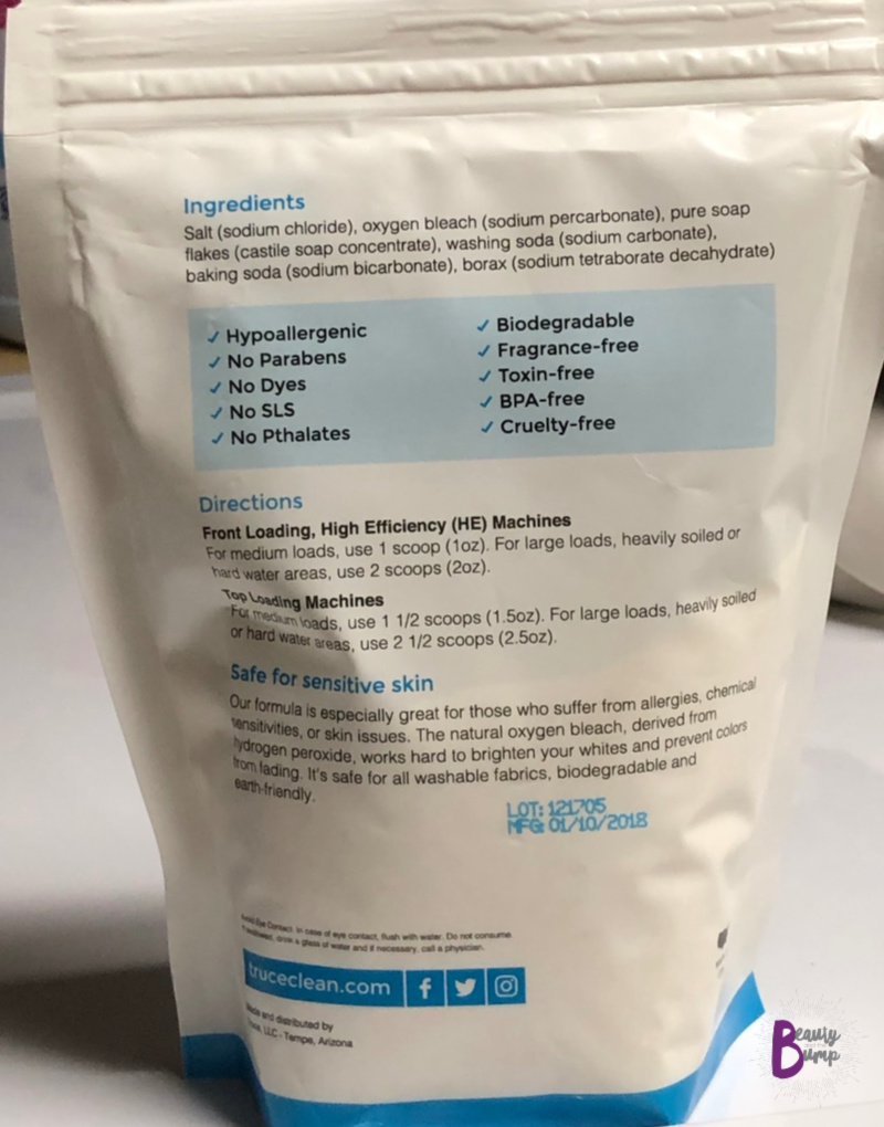 truce Safe & Simple Laundry Powder ingredients