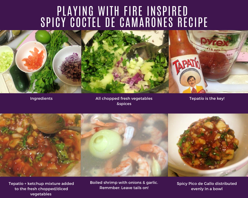 Playing with fire inspired Spicy coctel de camarones recipe Step-by-step