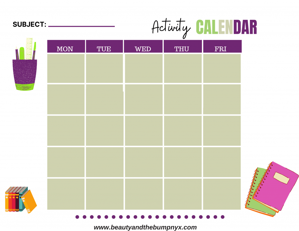 Homeschooling activity calandar This free printable homeschooling planner set has everything parents working from home need to ensure a stress-free school year.