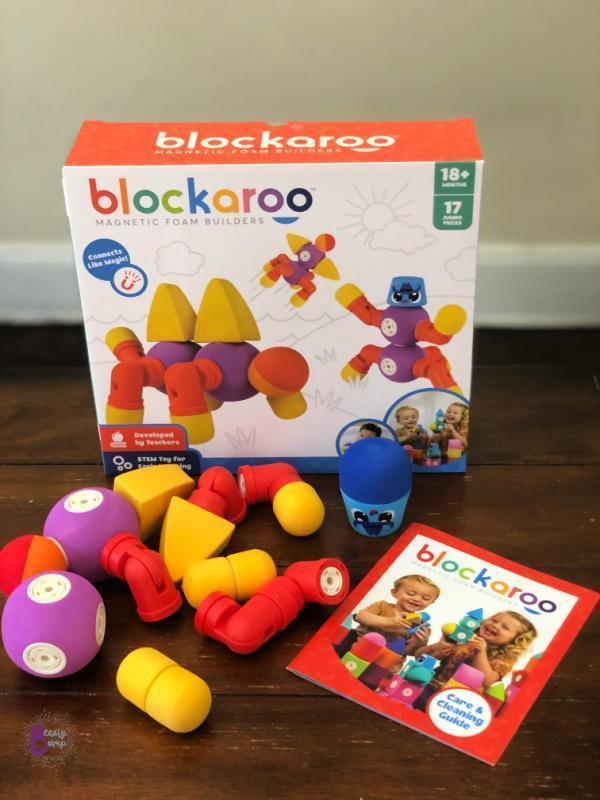 A toy created by teachers is sure to become a parent favorite! Blockaroo Magnetic Foam Building Blocks incorporate sensory, STEM, and fun for toddlers to enjoy creative imaginative play. These soft foam magnetic blocks click together like magic, rotate 360-degrees, and always attract to each other. Because Blockaroos float, these make a great toddler toy for the bath.  Additionally, their materials make them easy to wash -in the dishwasher- to sanitize.