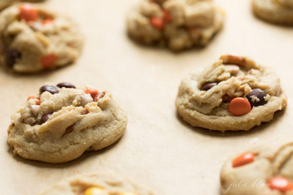 Who doesn't love a good cookie? These combine cookies and one of Halloween's most coveted sweet treats: candy corn. 