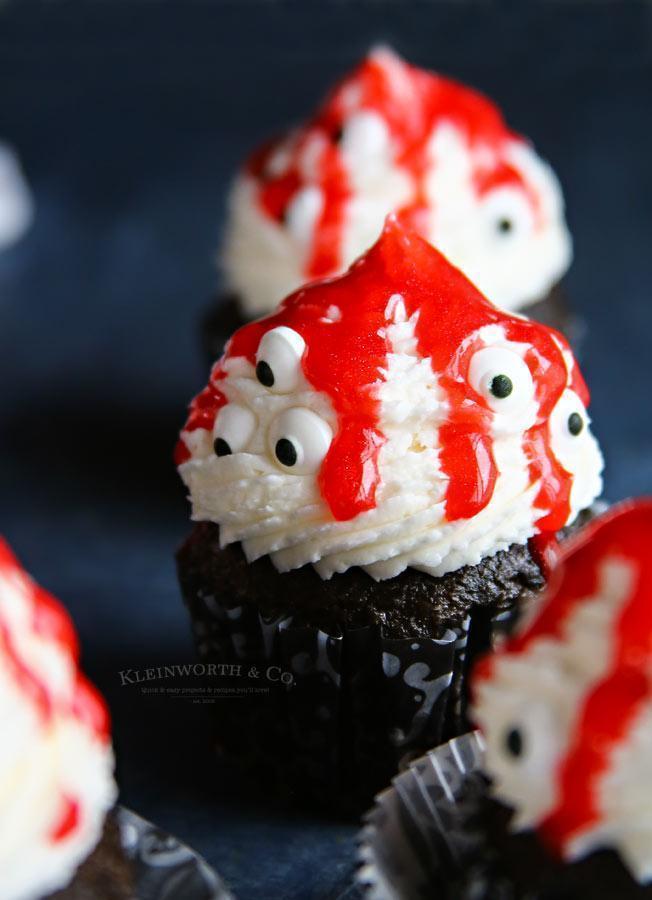 Ghoulish Monster Halloween Cupcakes 