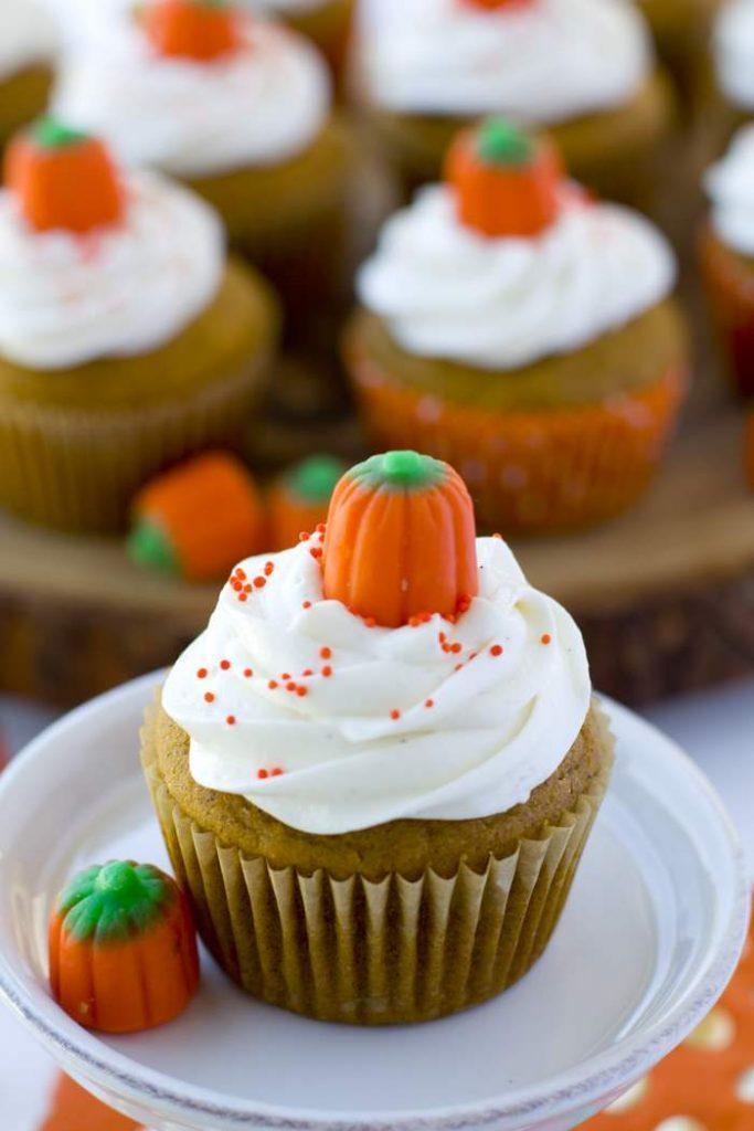 Pumpkin Cupcakes with Marshmallow Buttercream