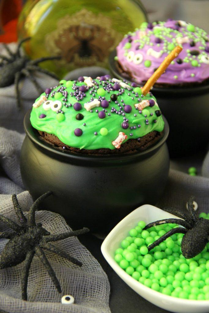 If you're hosting a Halloween party, these Witch Cauldron Mug Cakes are sure to be a hit. Each person will have their very own couldron that they can even take home when they're done.