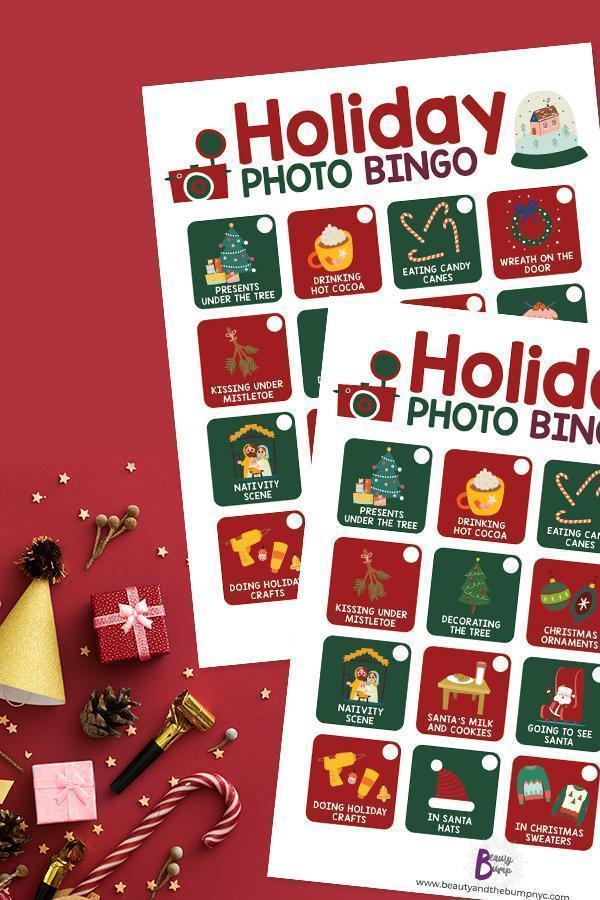 What you get is a cute stylized 16 box sheet of the things that make Christmas personally unique for you. The game is Holiday Photo BINGO.