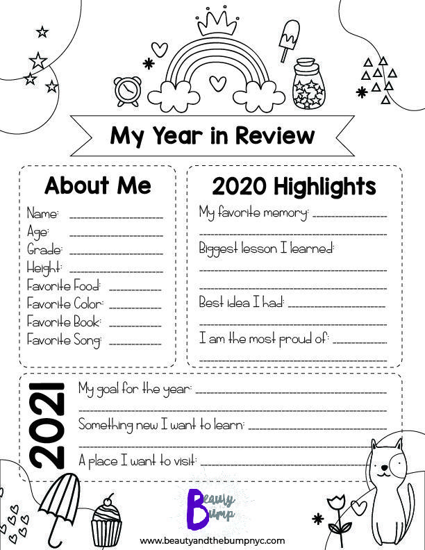 The 2020 Year in Review for Kids Printable Coloring Page is a fun way for children to reflect on the year and any memorable moments.