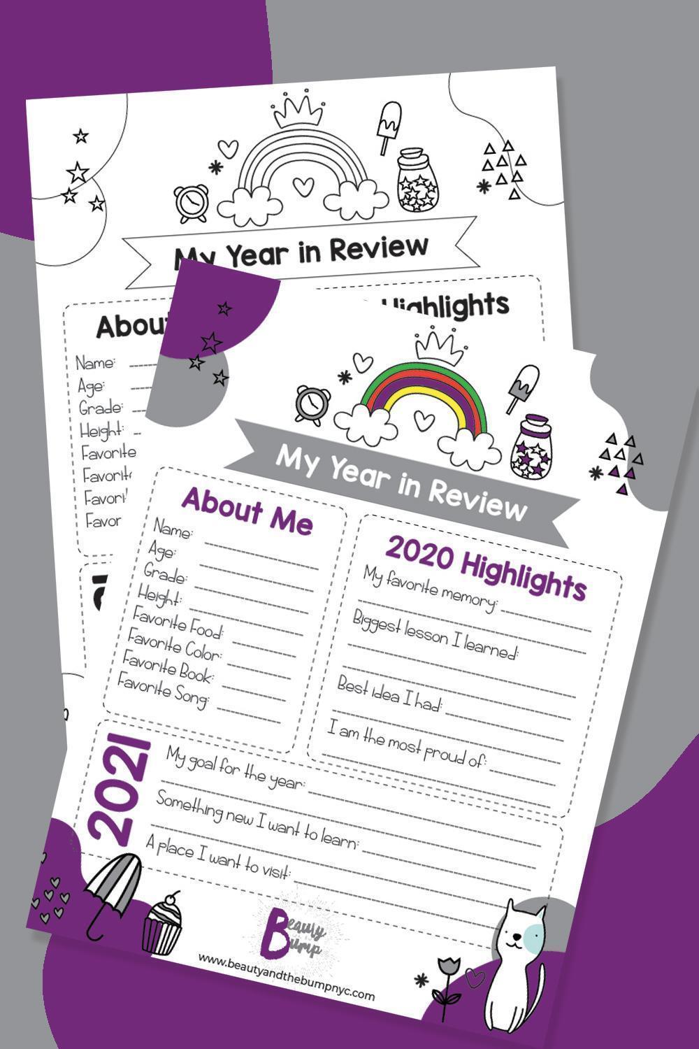 2020 Year in Review for Kids Printable Coloring Page