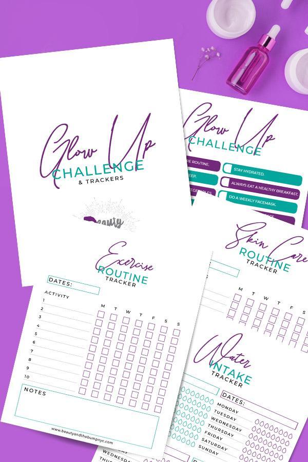 As moms it's often hard to take time for self-care. I've created this glow-up challenge tracker to make focusing on you easier. This 30-day glow up challenge list has everything you need.