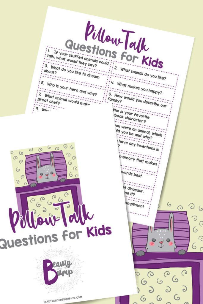 Pillow talk Bonding Activity Printable - Pillow Talk for Kids