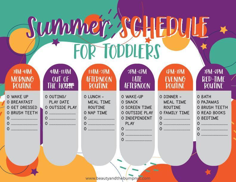 This printable Summer Toddler Schedule and Bucket List will help get your little ones on an ideal schedule without running out of things to do with them!
