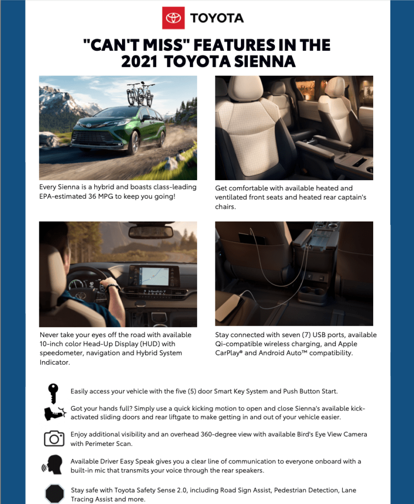 2021 Toyota Sienna features