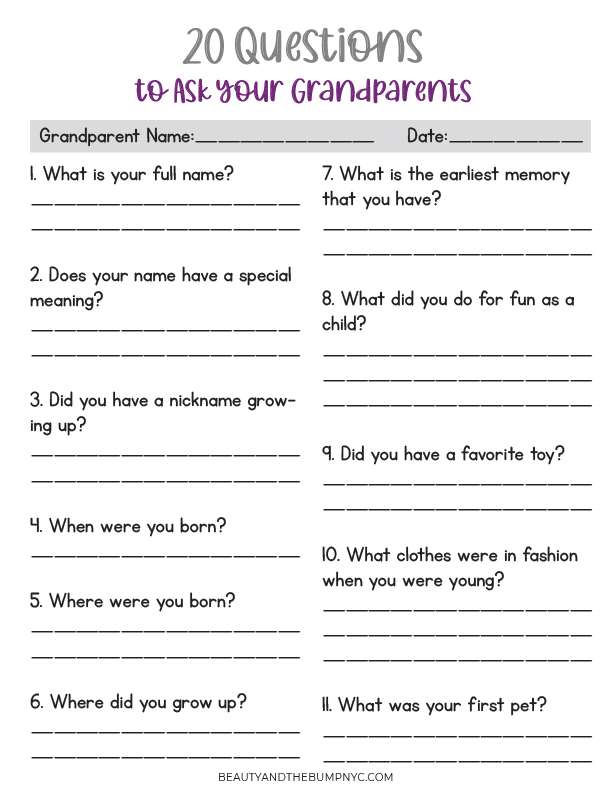 Questions for grandparents to ask their grandchildren