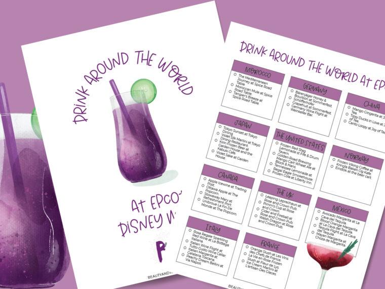 Drink around the world at epcot printable guide