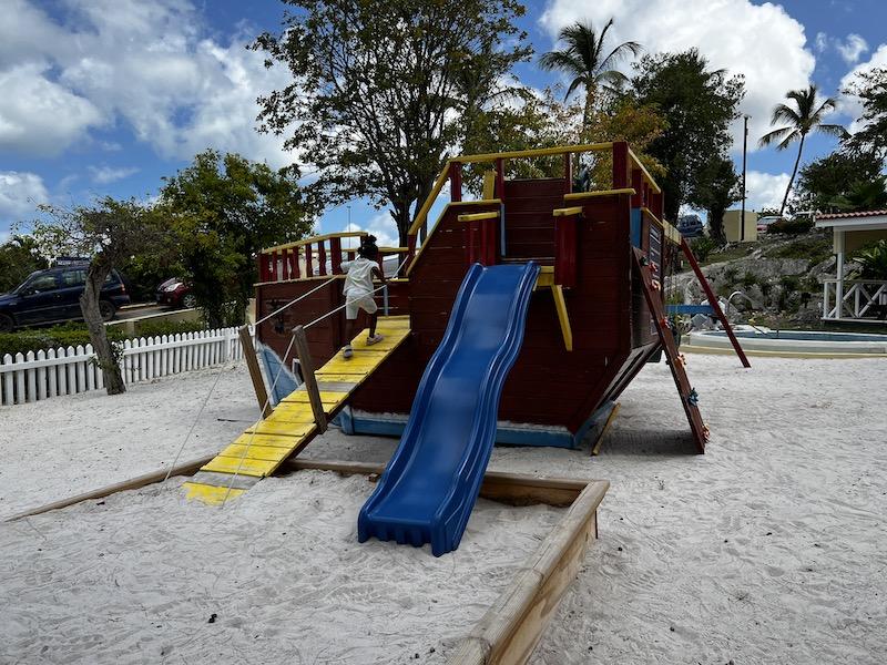 Pirate-themed playground at the Simpson Bay Marina Resort & Spa in St. Maarten for Family vacation