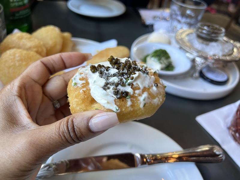 Fine dining experience at Jewel of the South New Orleans - Kaluga caviar with potato scallops - Perfect combination - culinary adventure