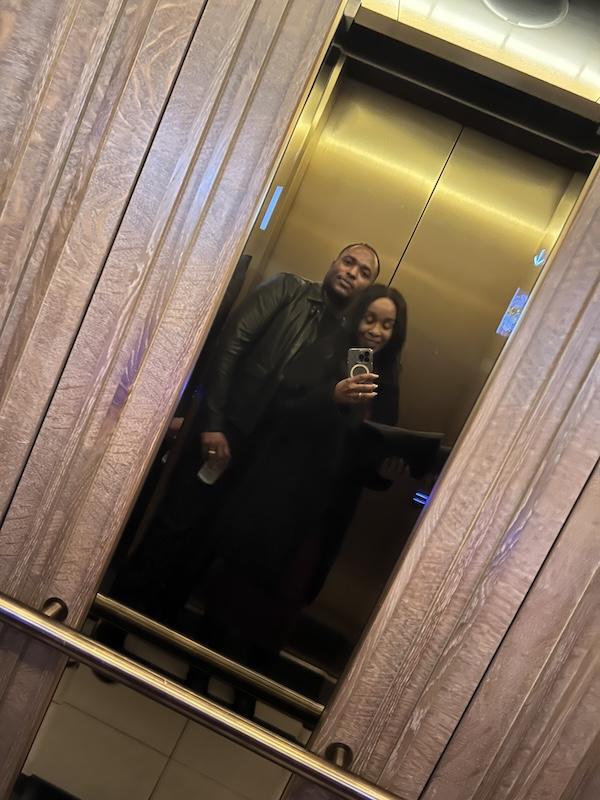 luxury couples getaway in New Orleans Four Seasons Hotel New Orleans Black married couple Four Seasons Hotel New Orleans Elevator